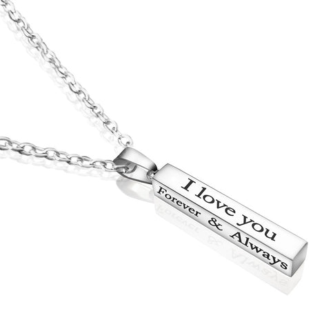 “I Love You” Stainless Steel Wishing Column Necklace