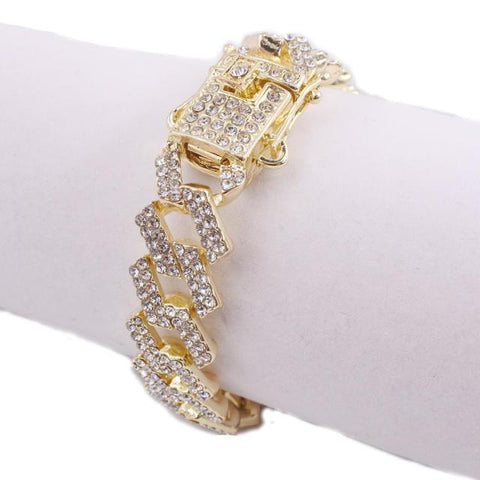 Men's Bling Fashion Iced Out Crystal Gold & Silver Chain
