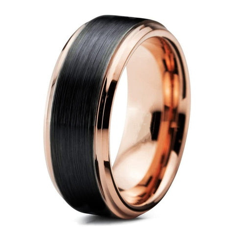 Unisex Rose Gold 8MM Stainless Steel Surface Brushed Ring for Men