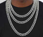 Iced Out Paved Rhinestones 1Set 8MM 13MM Full Cuban Chain CZ Bling