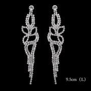 Bling Rhinestone Crystal Long Tassel Drop Earrings