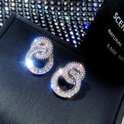 Fashion Luxury 925 Sterling Silver & Pink CZ Drop Studs