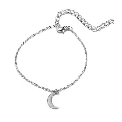 4 Pc/Set Moon Bead Pendant Mutilayer Chain Anklet Set