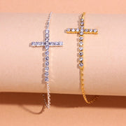 Summer Rhinestone Simple Cross Anklet