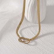 Stainless Steel 14K Gold Plated Knotted Thick Necklace Chain