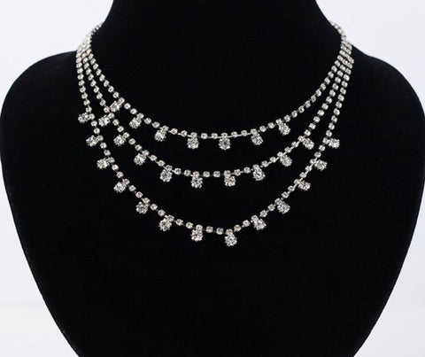 Superior Quality 3 string Austrian Rhinestone Layer Necklace