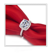 Fine 925 Sterling Silver Square Rhinestone Ring