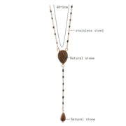 Stainless Steel Natural Stone Pendant Drop Necklace