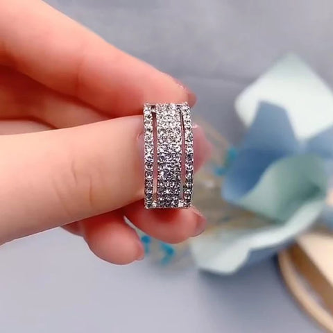 Elegant Silver Color Rhinestone Crystal Full Zircon Ring