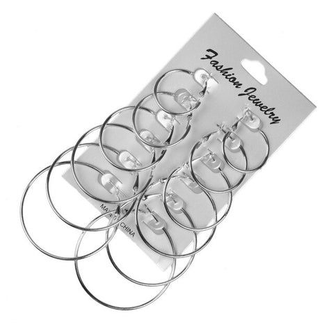 Trendy Oversize Big Circle Hoop Earring Set