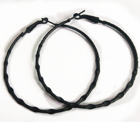 Black Big Hoop Retro-Punk Style Earrings