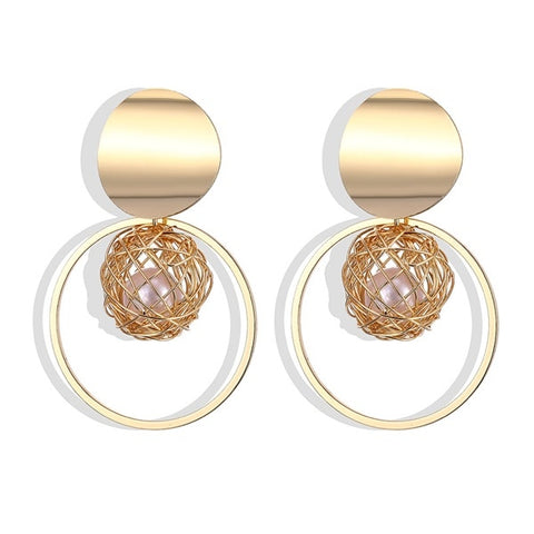 Fashion Vintage Big Geometric Statement Gold Metal Drop Earrings