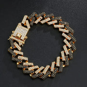 15MM Bling Iced Out Full Rhinestone Bracelet Geometric AAA CZ Stone for Men