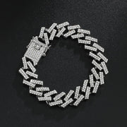 15MM Bling Iced Out Full Rhinestone Bracelet Geometric AAA CZ Stone for Men