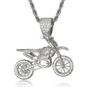 Full AAA Iced Out Bling CZ Cubic Zircon Copper Cool Motorcycle Pendant & Chain