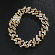 Watch +Chain+Bracelet Bling Iced Out Crystal 15MM Paved Rhinestone Zircon Set for Men