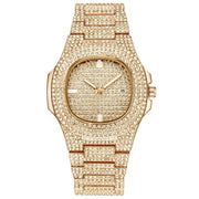 Watch +Chain+Bracelet Bling Iced Out Crystal 15MM Paved Rhinestone Zircon Set for Men