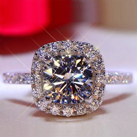 Luxury Square Shape Brilliant Cubic Zirconia Elegant Ring