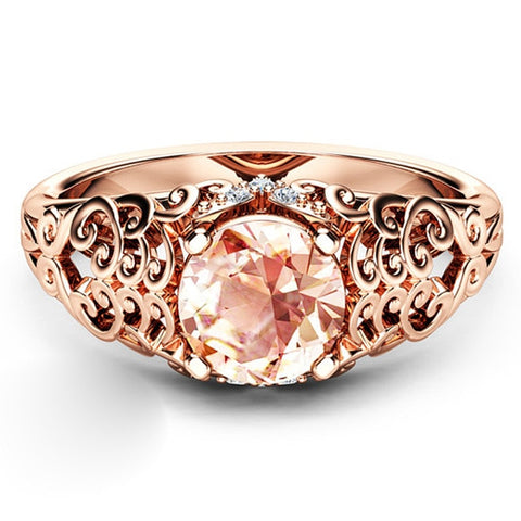 Rose Gold Color With Shiny Champagne AAA Cubic Zirconia Ring