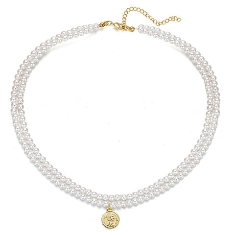 Fashion Long Boho Multilayered Pearl Pendant Necklace