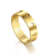 Stainless Steel Hollow Cross Personality Ring