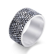 Fashion Full Crystal Big Romantic Stainless Steel Ring Bague Femme