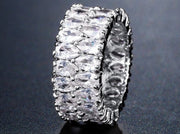 Fashion Luxury Multicolor Charm AAA Baguette Cubic Zirconia T Shape Stone Ring