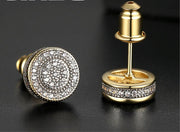 Iced Out Bling AAA CZ Round Geometry Gold &  Silver Color Studs