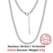 Solid 925 Sterling Silver Tennis Choker Chain Round Cut Cubic Zirconia