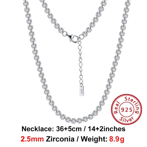 Solid 925 Sterling Silver Tennis Choker Chain Round Cut Cubic Zirconia