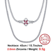 Solid 925 Sterling Silver Tennis Choker Chain Round Cut Cubic Zirconia