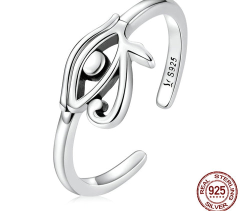 925 Sterling Sliver Eye Of Horus, Open/adjustable Ring