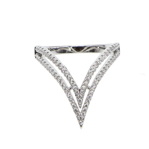 Dazzling Double V Shaped Ring