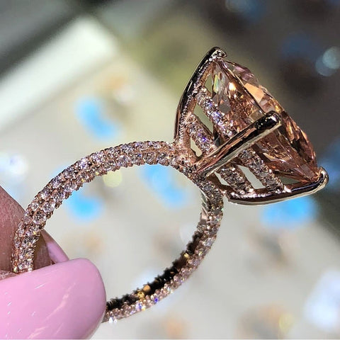 New Champagne Gold AAA Cubic Zircon, Gorgeous Rose Gold Color Ring