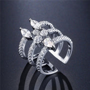 Luxury Round Shape Clear Micro Pave Zirconia Stone Open Cuff Rings & Bracelets